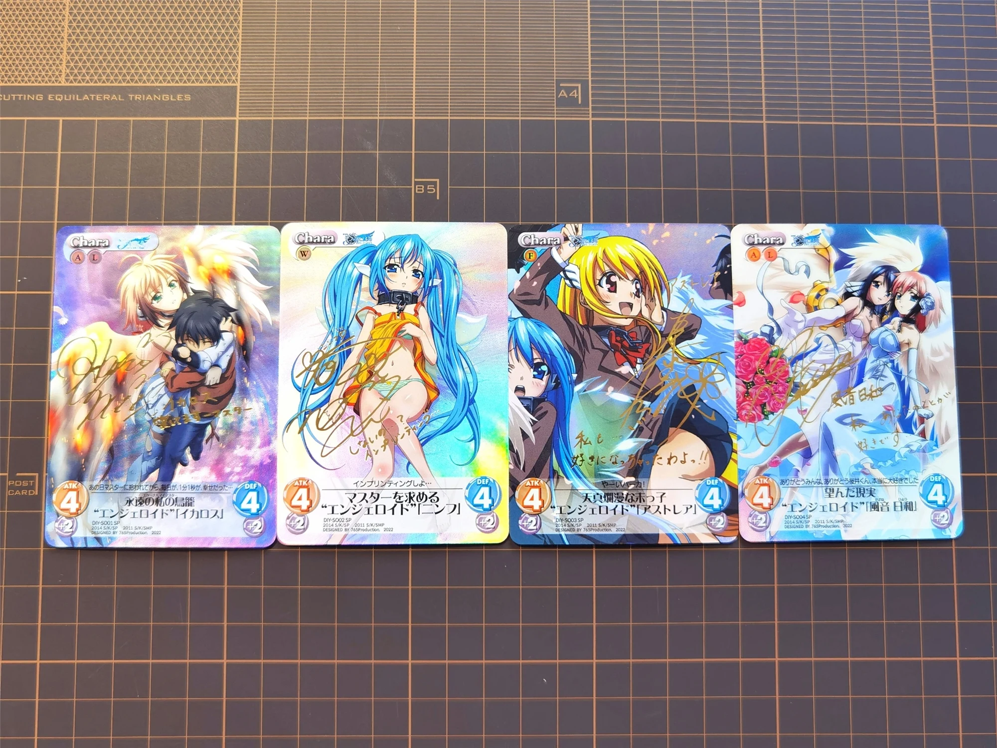 

4Pcs/set Anime Sora No Otoshimono Refractive Foil Stamping Glitter Card Signature Card Kawaii Girl Anime Collectible Card Gift