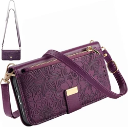 Women's Crossbody Flip Leather Wallet Case with Card Holder - Google Pixel 10a (PURPLE)
