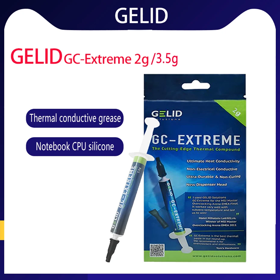 

GELID GC-Extreme 1g 2g 3.5g 10g Thermal grease paste 8.5W/mK For CPU cooler Heatsink PC Processor GPU CPU Cooling pad