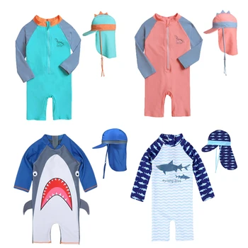 2025 UV Baby Boy Costume da bagno intero Costume da bagno con volant Costume da bagno SPF 50+ Manica lunga Costumi da bagno per bambini per ragazze 1-7 anni 1