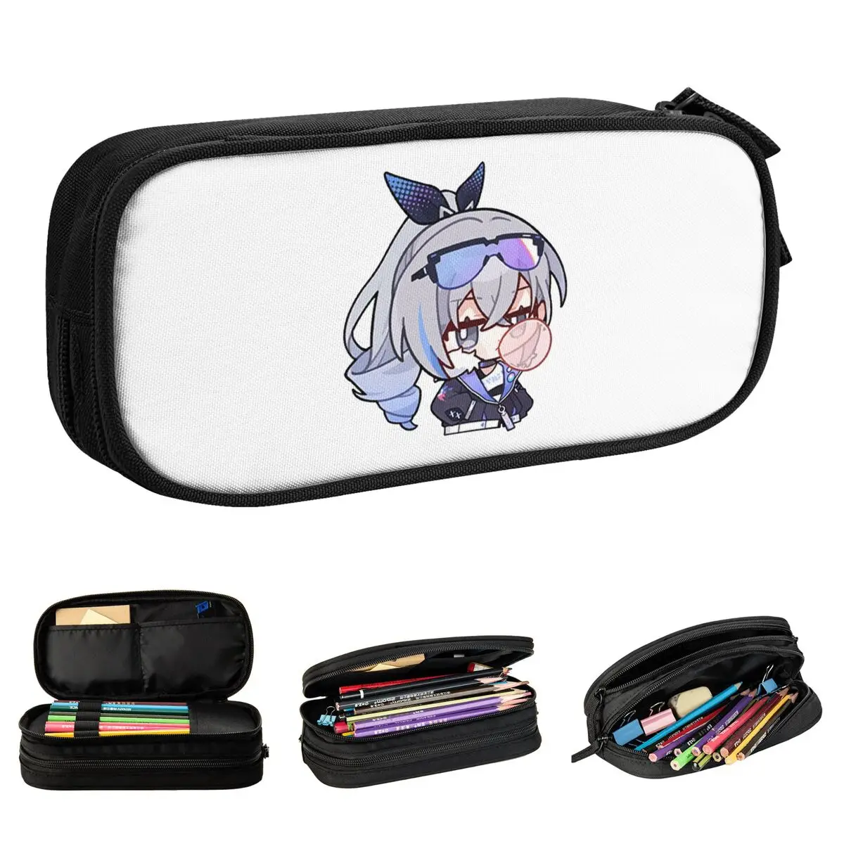 

Милые Мультяшные Чехлы для карандашей с серебряным вольком и звездами на рельсах, игровая стандартная коробка, большие детские сумки для хранения, студенты и школы