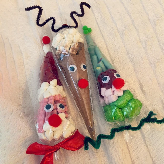 Sacs de cônes sucrés de Noël, sac de bonbons de renne bricolage