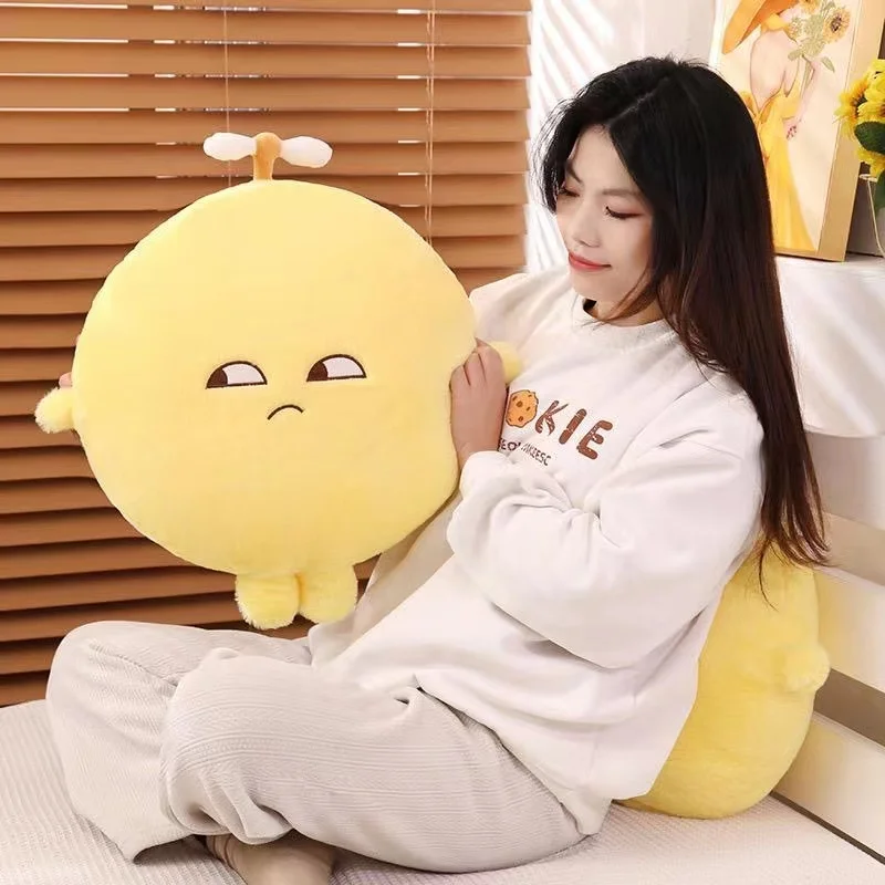 50cm Yellow Lemon Plush Pillow Stuffed Round Fruit Seat Cushion with Arms Legs Disdainful Emotion Plushie Sofa Chair Decor Gift 3