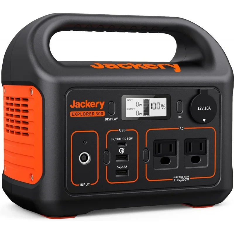 

Jackery Portable Power Station Explorer 300, 293Wh Backup Lithium Battery, 110V/300W Pure Sine Wave AC Outlet, Solar Generator f