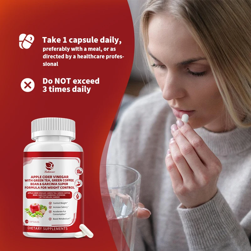 Lukaree Apple Cider Vinegar Capsule Support Weight Loss and Digestive Health Burn Fat Relieve Bloating Detox Balance Cholesterol