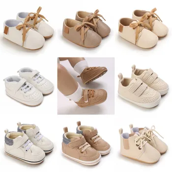 0-1Year New Baby Shoes Retro Leather Boy Girl Shoes Multicolor Toddler Rubber Sole Anti-slip First Walkers Infant Newborn 1
