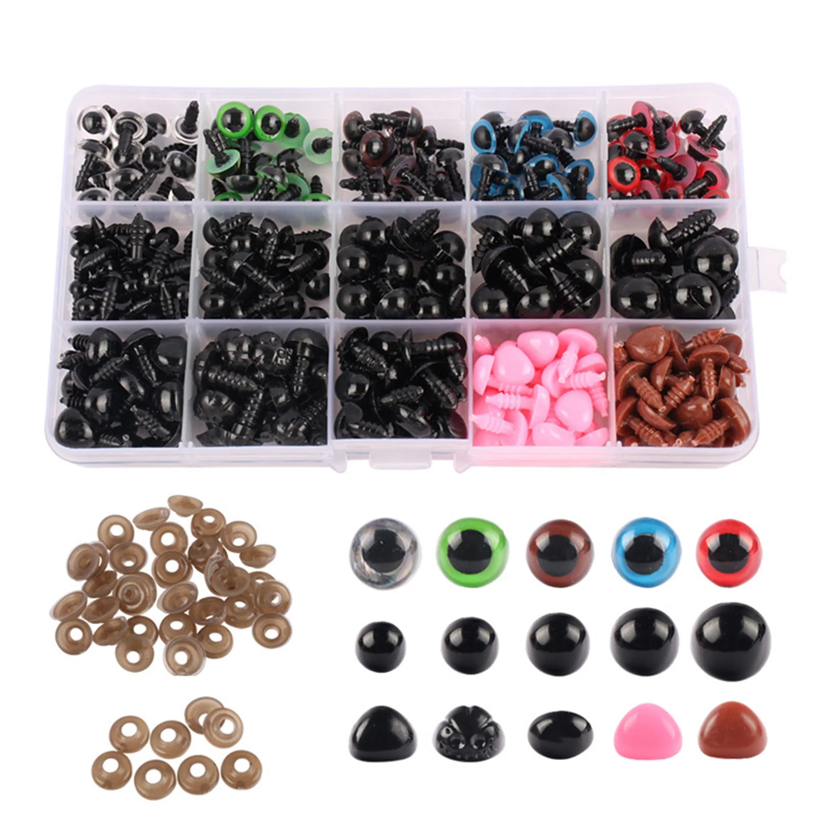 

560pcs/Box Plastic DIY Plush Toy Eye Bear Ball Doll Accessories Eye Nose Needle Handmade Craft Making Sewing Accessories,1Box
