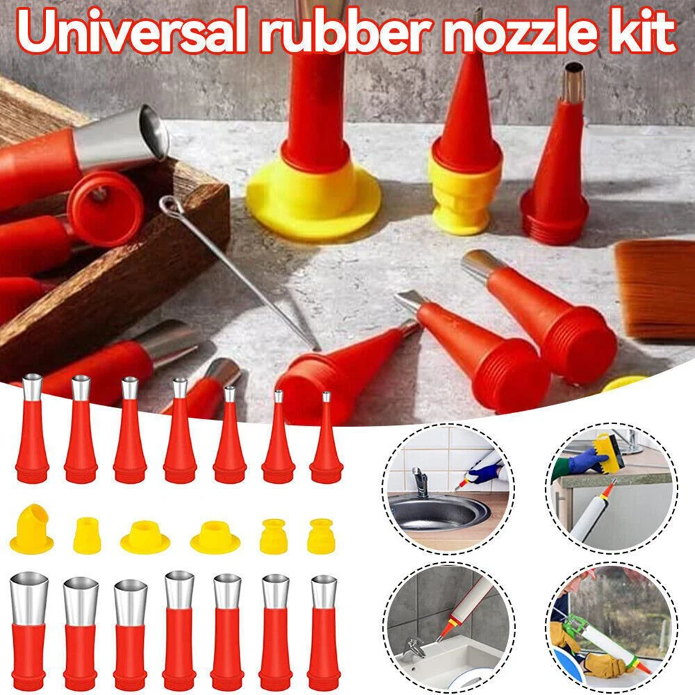 Universal Integrated Rubber Nozzle Tool Kit Caulking Gun Nozzles Sealant Tool Kit Reusable Sealing Caulking Nozzle Coating Reusable Rubber Tool Kit