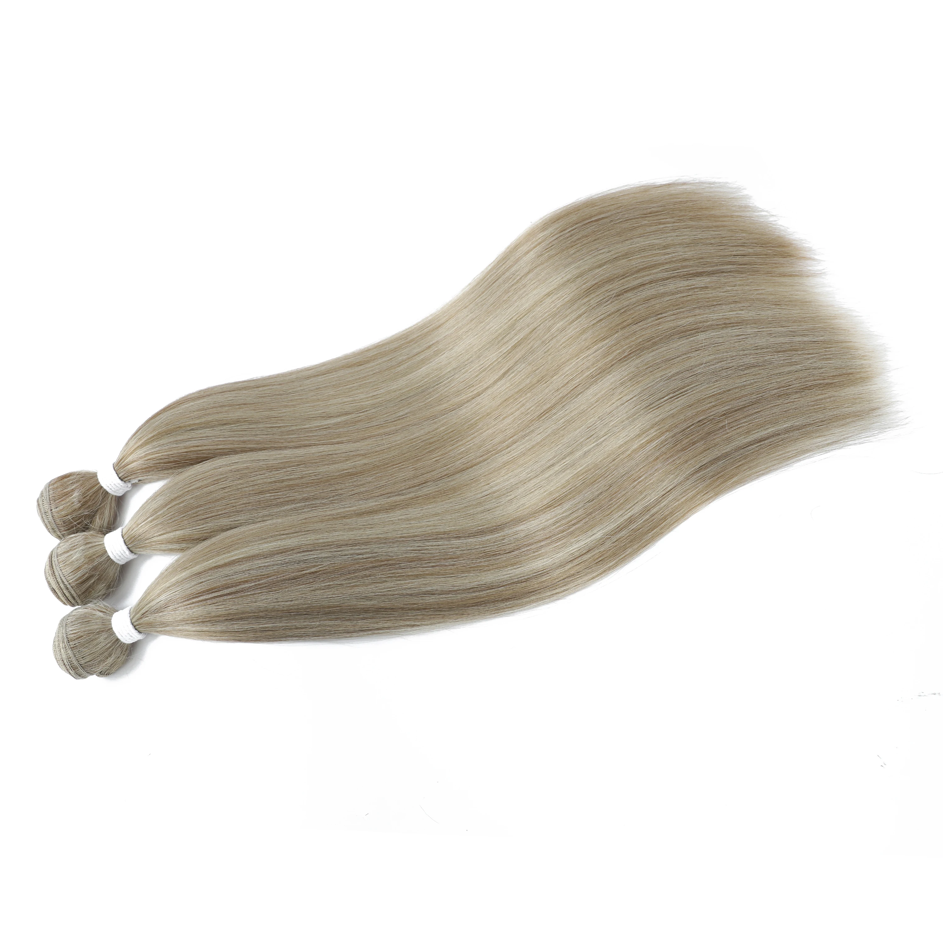 Piano Blonde Straight Hair Bundles Smooth Hair Extensions Fake Fibers Synthetic Yaki Straight Hair Weaving Full to End Free Ship