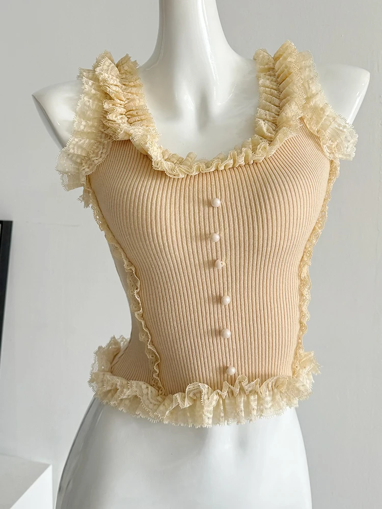 الكورية الدانتيل المرقعة المحاصيل الأعلى المرأة U...