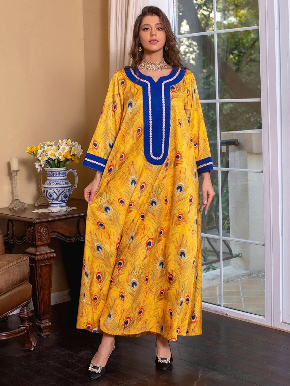 MD Muslim Fashion Hijab Dress Ramadan Abayas For Women Dubai Turkey Moroccan Caftan Islamic Clothing Flowers Print Boho Boubou