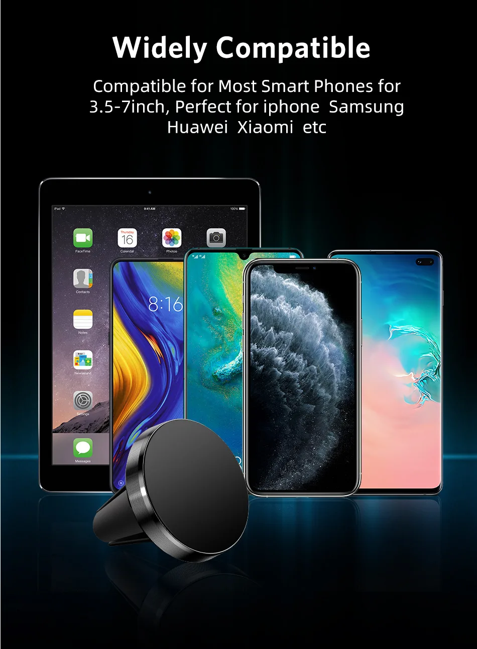 Round Universal Magnetic Car Phone Holder Anti-Shake Phone Holder Mount Car Dashboard Air Outlet Car Holder For iPhone Huawei wireless charging stand for iphone and apple watch