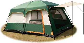 KTT Extra Large Tent 10-12-14 Person(B),Family Cabin Tents,2 Rooms,3 Doors and 3 Windows with Mesh,Straight Wall,Waterproof,Doub 4
