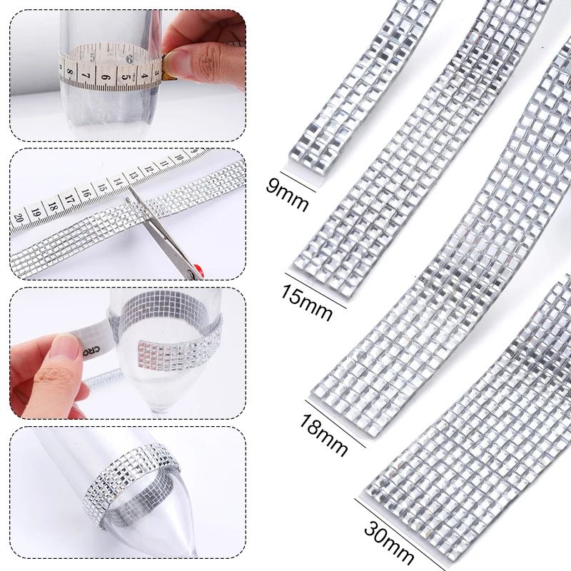Ducrystal 자체 접착 라인석 체인 사각형 크리스탈 라인석 리본, DIY 신발, 가방, 드레스 장식, 3 줄, 5 줄, 6 줄, 10 줄