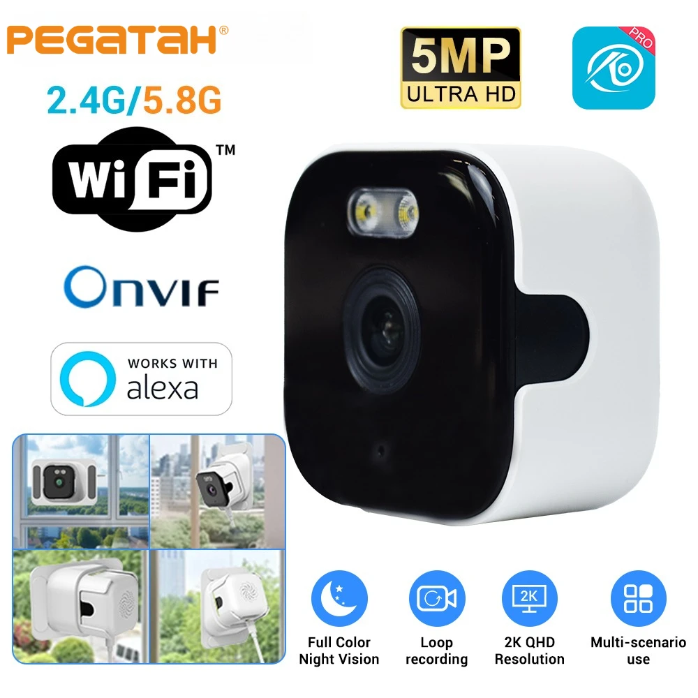 2K HD Smart Window Camera 2.4G/5G WiFi Indoor Cameras For Home Security Color Night Vision Motion Detection 24/7 Recording 1