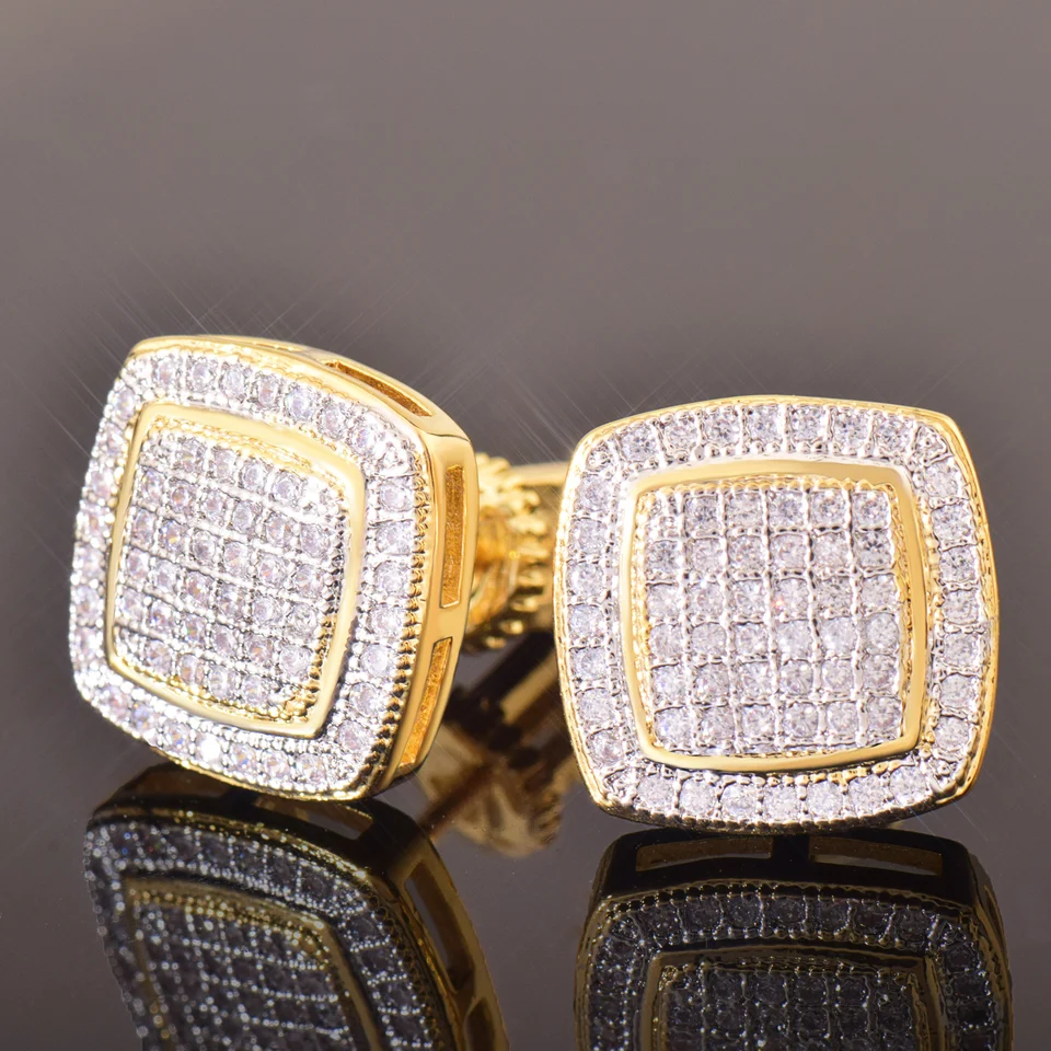 12MM Square Stud Earrings with Cubic Zirconia