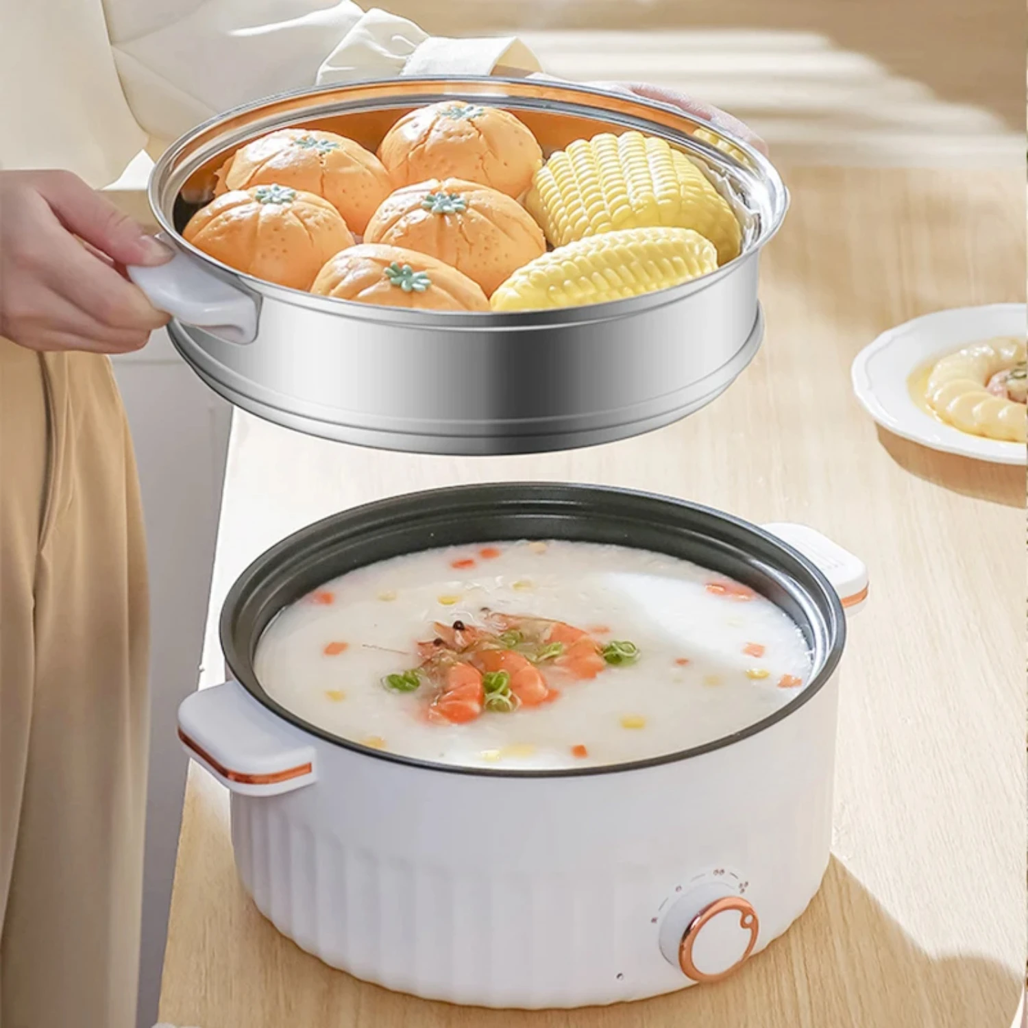 NEW Versatile, efficient, and convenient double layer multi cooker with EU plug-the perfect kitchen appliance for homes an
