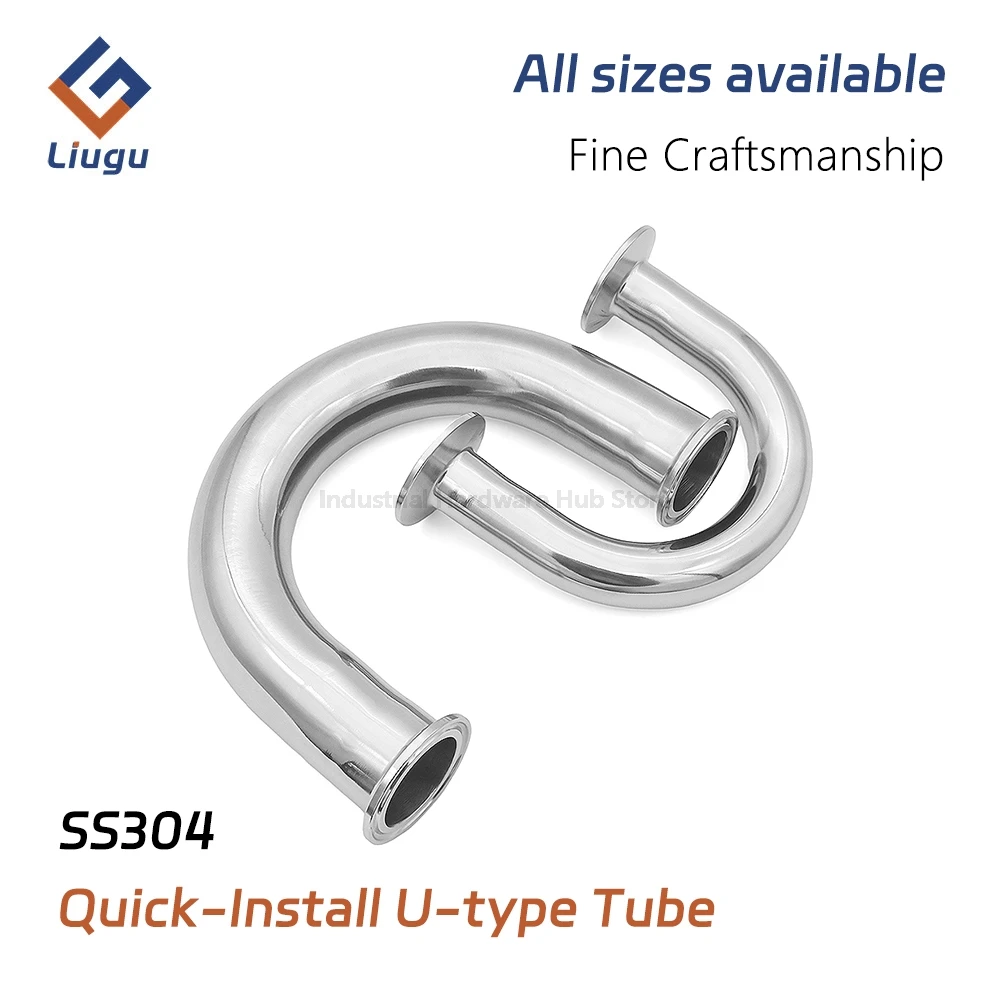ข้อต่อรูปตัวยูแบบงอกลับ ทำจากสแตนเลส 304 สำหรับงานสุขาภิบาล แบบ Tri Clamp ขนาด 19-51 มม. OD 3/4-2 นิ้ว พร้อมข้อต่อแบบเฟอร์รูล 3 ทาง สำหรับการผลิตเบียร์ที่บ้าน 1