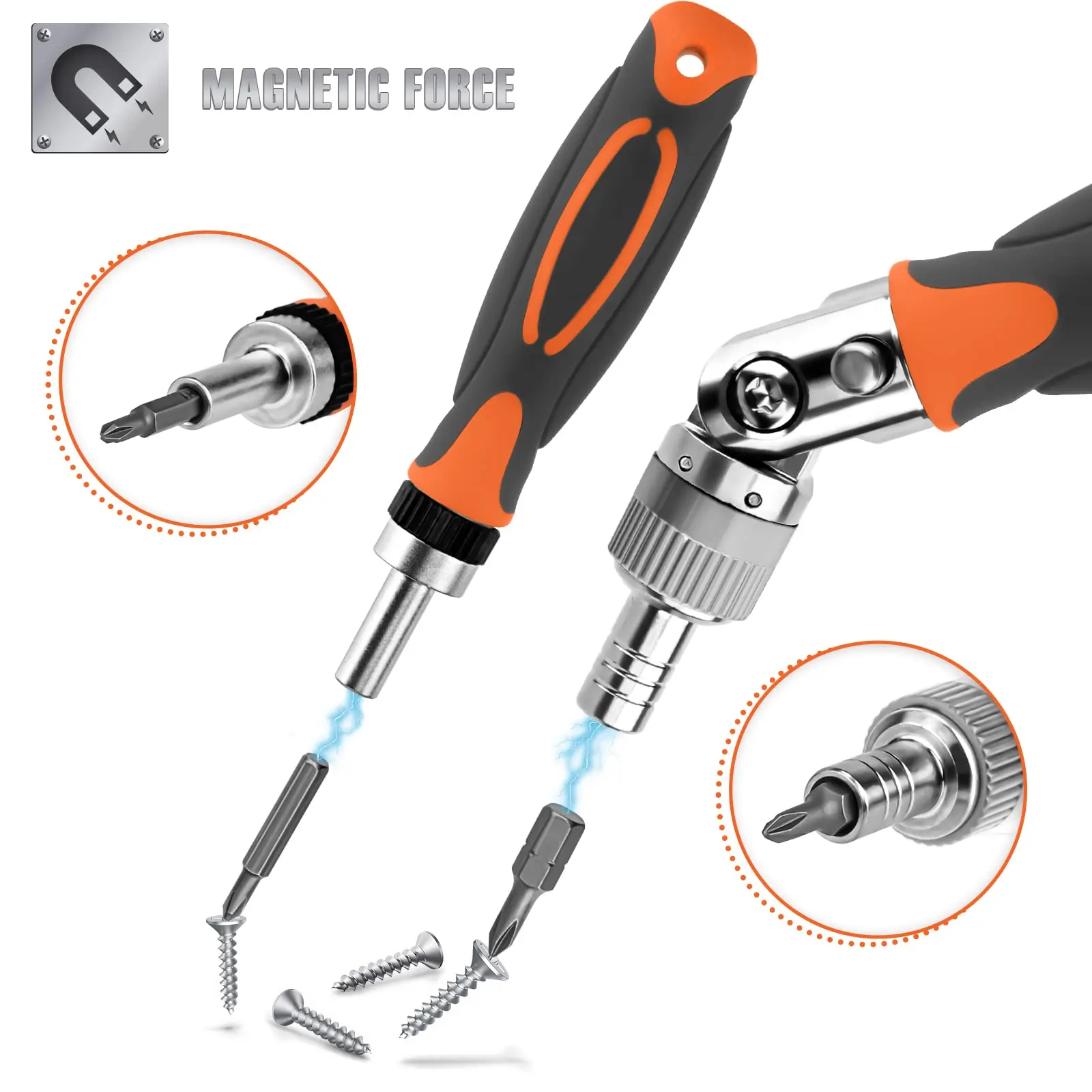 Ratchet Screwdriver Set 68 in 1 Hexagonal Cross Torx Magnetic Screwdriver Head Tough Ratchet Handle Extension Rod Storage Box