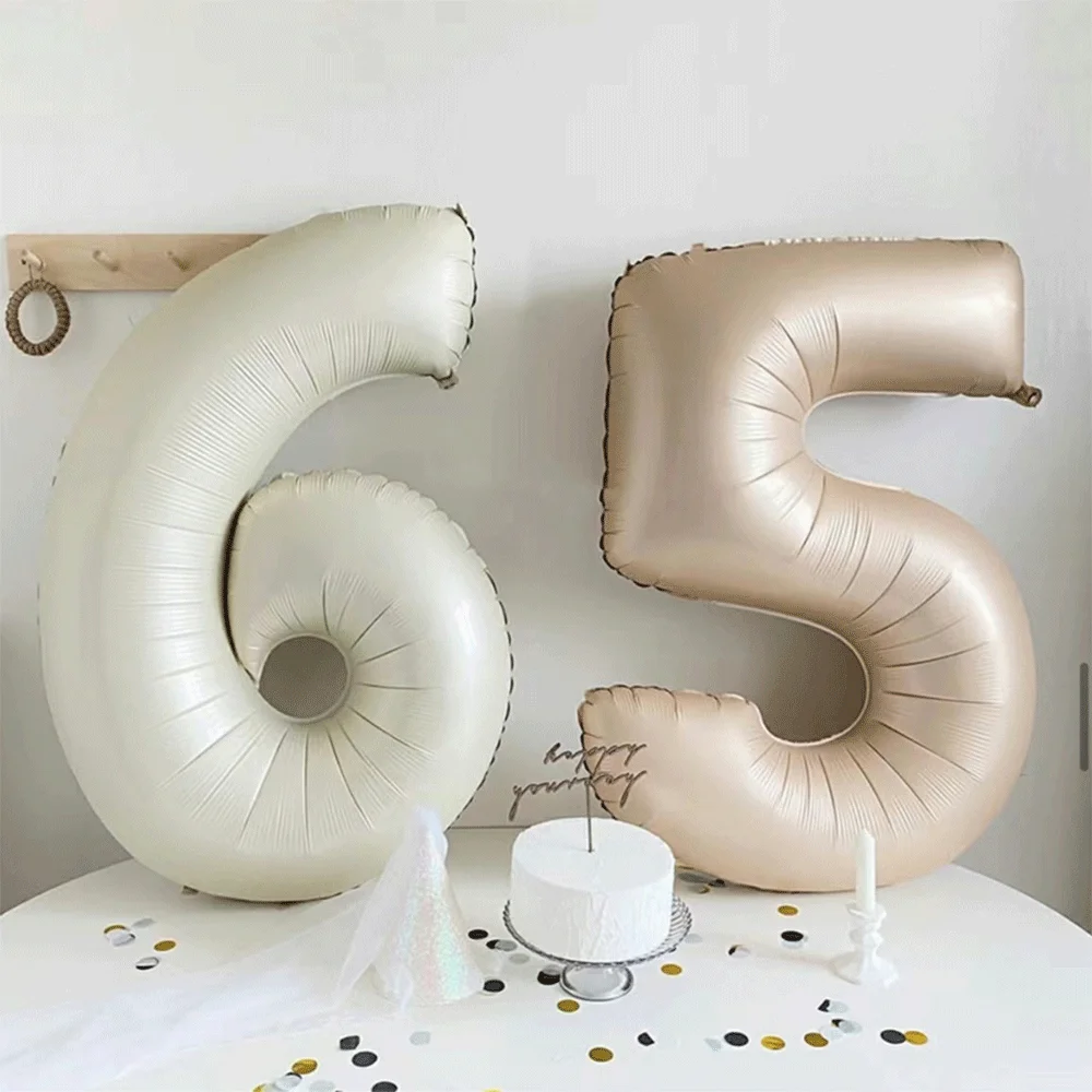 40 Zoll cremefarbener Ballon mit großer Zahl, 45,7 cm, dreifarbig, Liebesfolie, Heliumballons, Geburtstags-Set für Erwachsene, Jungen- und Mädchen-Dekorationen zum 1. Geburtstag – Detail 11