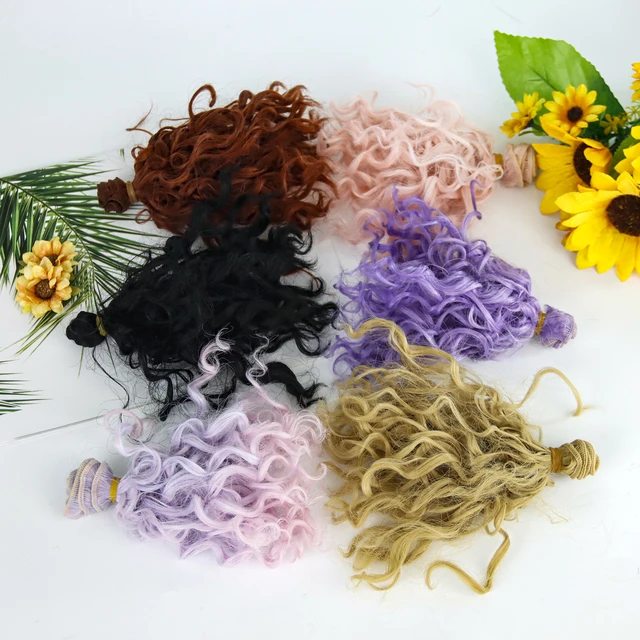 MUZIWIG 15*100cm Tresses Screw Curly Hair Extensions for All Dolls DIY Hair Wigs Heat Resistant Fiber Hair Weft Toy Accessories 3