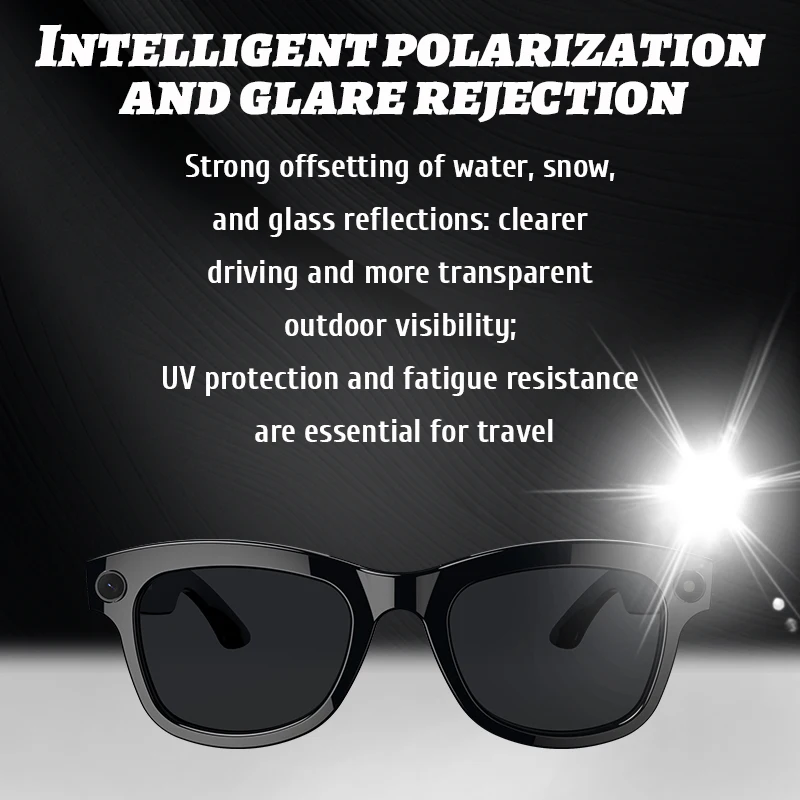 LIGE Smart Bluetooth Glasses 500W Camera Recording Videos AI Photo Recognition Answer Translation Call 250mAh Battery Sunglasses