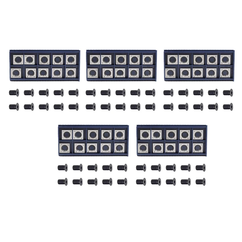 

50Pcs 14Mm Square Straight Carbide Cutter Insert With 50Pcs M610mm Screws For Wood Working Spiral