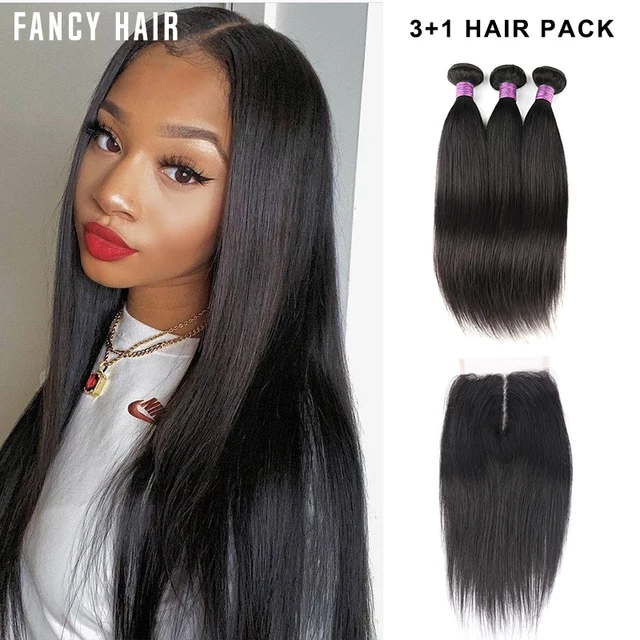 Bliss 8-26 Inch Human Hair Bundle Straight 3 Bundles with Closure Sew Hair  Extensions Natural Weave 4x4 Brazilian Hair Extension - AliExpress