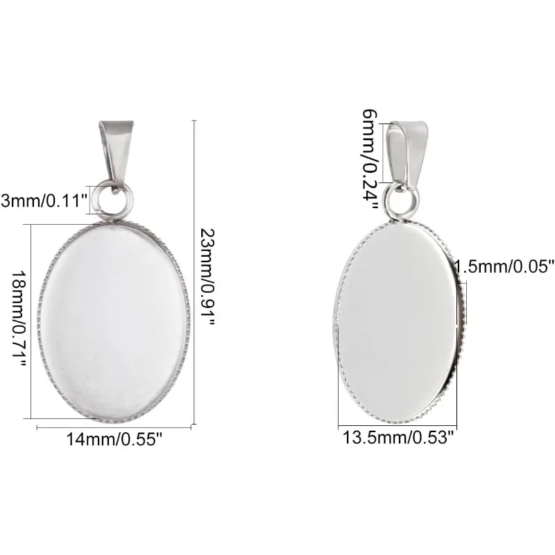 Lot De 24 Plateaux De Lunette Ovales - Pendentifs Cabochon Vierges En Métal Argenté