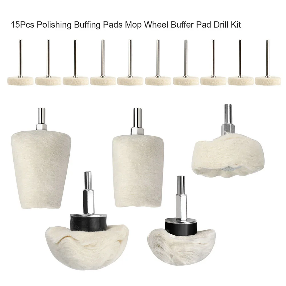 15pcs/set Polishing Buffing Wheel Plish Pads Mop Drill Kit For