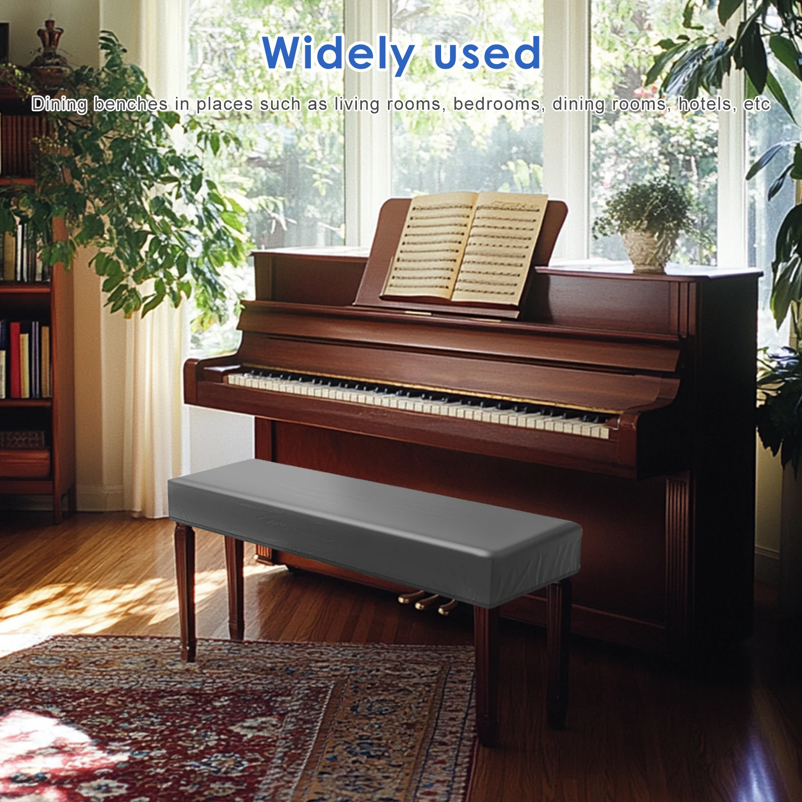 Stretch Bench Cover PU Dustproof Piano Bench Seat Cover Bench Protector Slipcover Elegant Furniture Decoration for Dining Bench