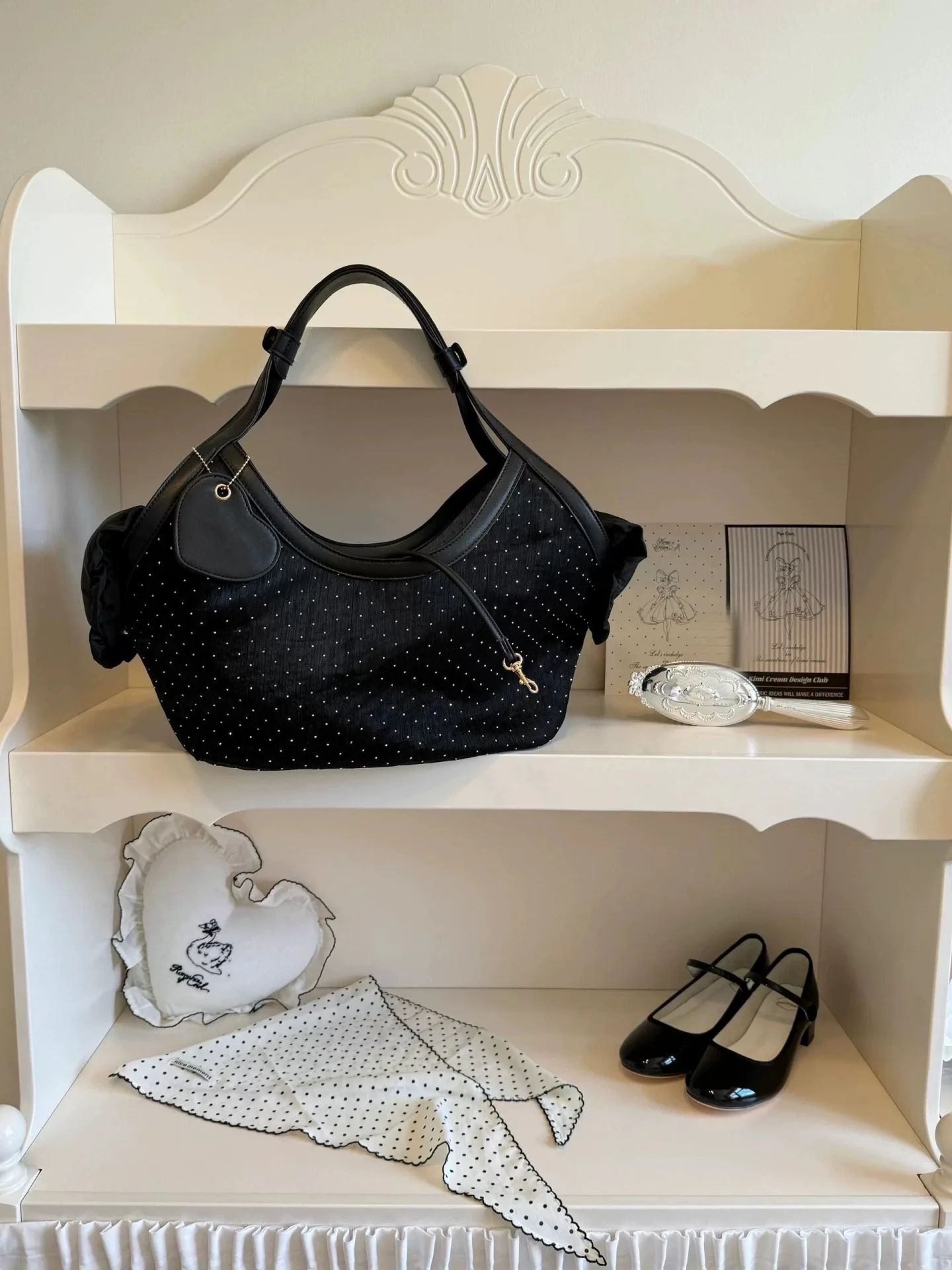 Fashionable Vintage Messenger Bags New Polka Dot Handbag Korean-style Large-capacity Tote Bags Versatile Comfortable Casual Bags