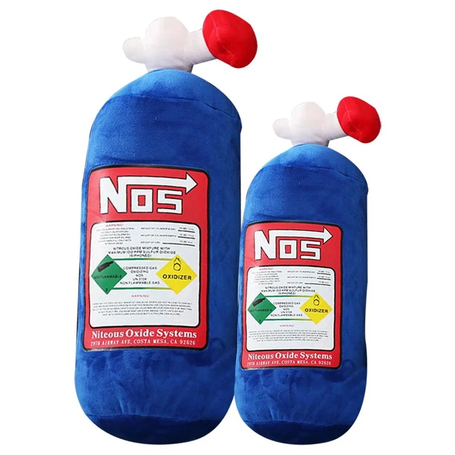 Creative NOS Nitrous Oxide Bottle New Plush Toys Pillow Stuffed Soft Turbo JDM Cushion Boy Gifts Car Decor Backrest Decoration 3