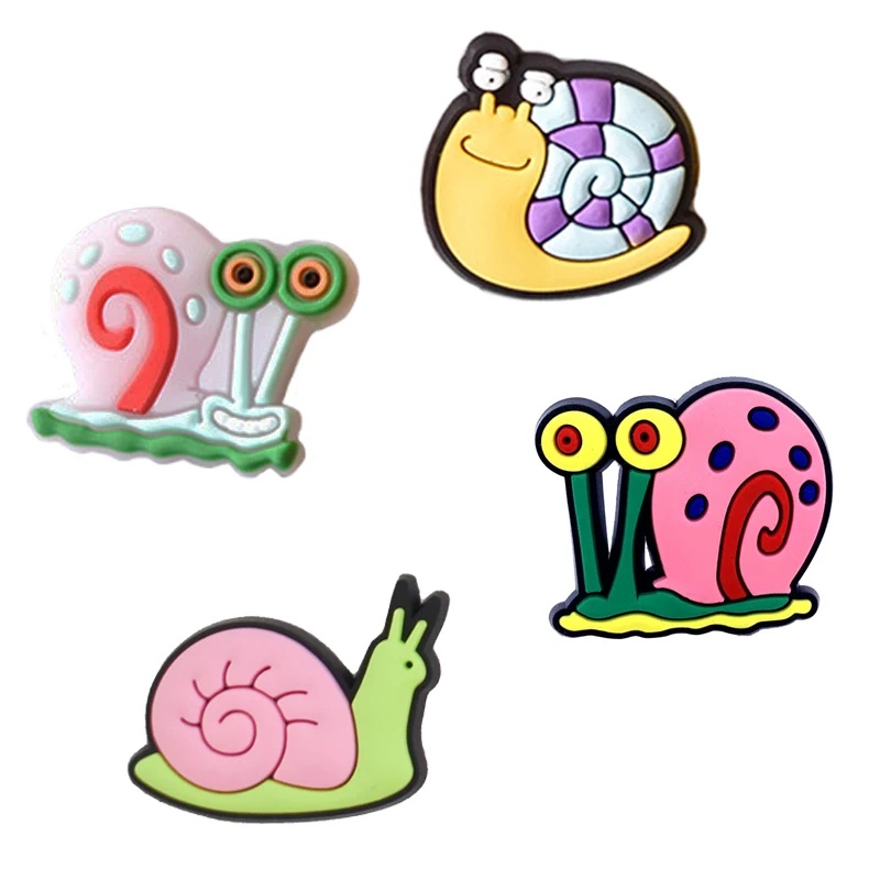 

Hot Sale 1Pcs Cute Animal Snails Shoe Charms Pin Buckle For Croc Accessoires DIY Decorations Kids X-mas Gifts