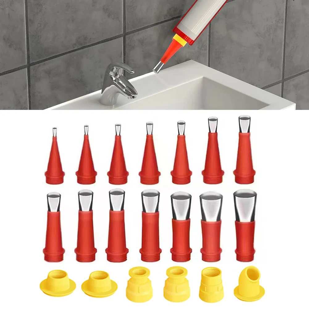 Universal Integrated Rubber Nozzle Tool Kit Caulking Gun Nozzles Sealant Tool Kit Reusable Sealing Caulking Nozzle Coating Reusable Rubber Tool Kit