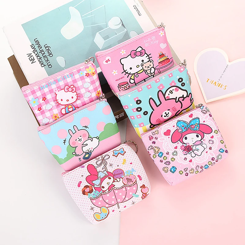 

Кошелек Hello Kitty, кошельки, Мультяшные животные, ПУ, мелодия, симпатичный кошелек, сумка для ключей, сумка для хранения, Милая мини-сумка Sanrio Kuromi