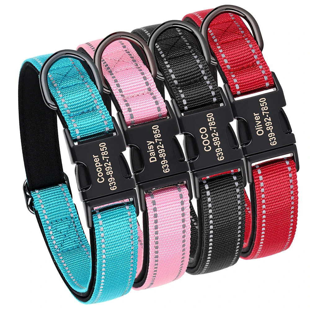 Personalized Nylon Dog Collar Reflective Collars For Small Medium Large Dogs Labrador With Free Engraved Nameplate dog collar,pet collar