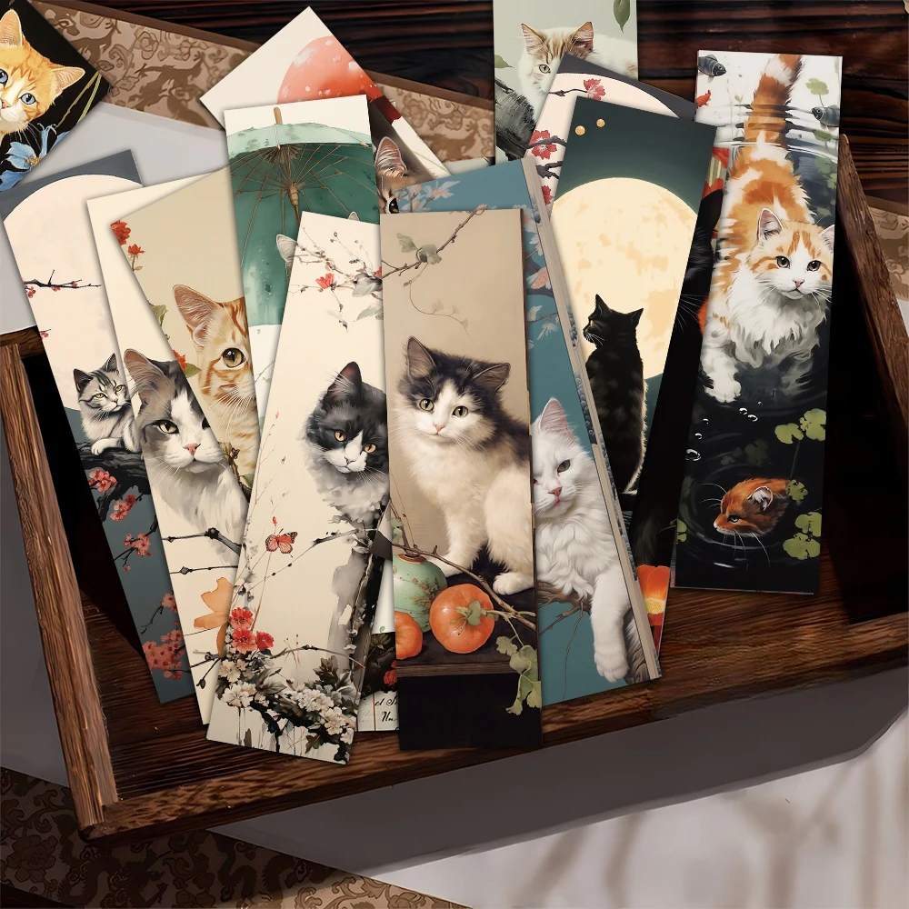 Japanese Cat Bookmark Cartoon Cute Animal Decoration Reading Page Mark Book Mark Page Holder Student Supplies Message Card 30pcs animal bookmark bookmarks stationery supplies
