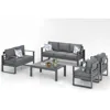 Modern Aluminum Patio Furniture Set,Outdoor Patio Sectional Conversation Metal Seating Sets with Olefin Cushion Coffee Table 2
