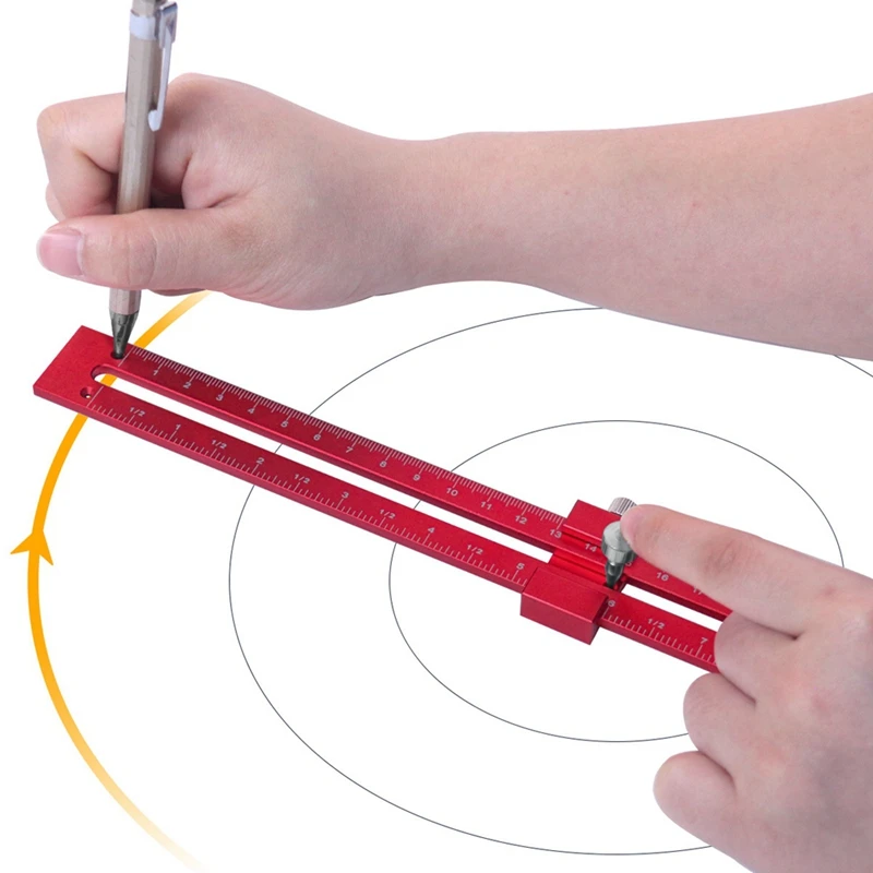Smart-Woodworking Pocket Ruler W/ Circular Drawing Positioning Needle-T-Type Scribe Square Layout Tool Drawing Compass