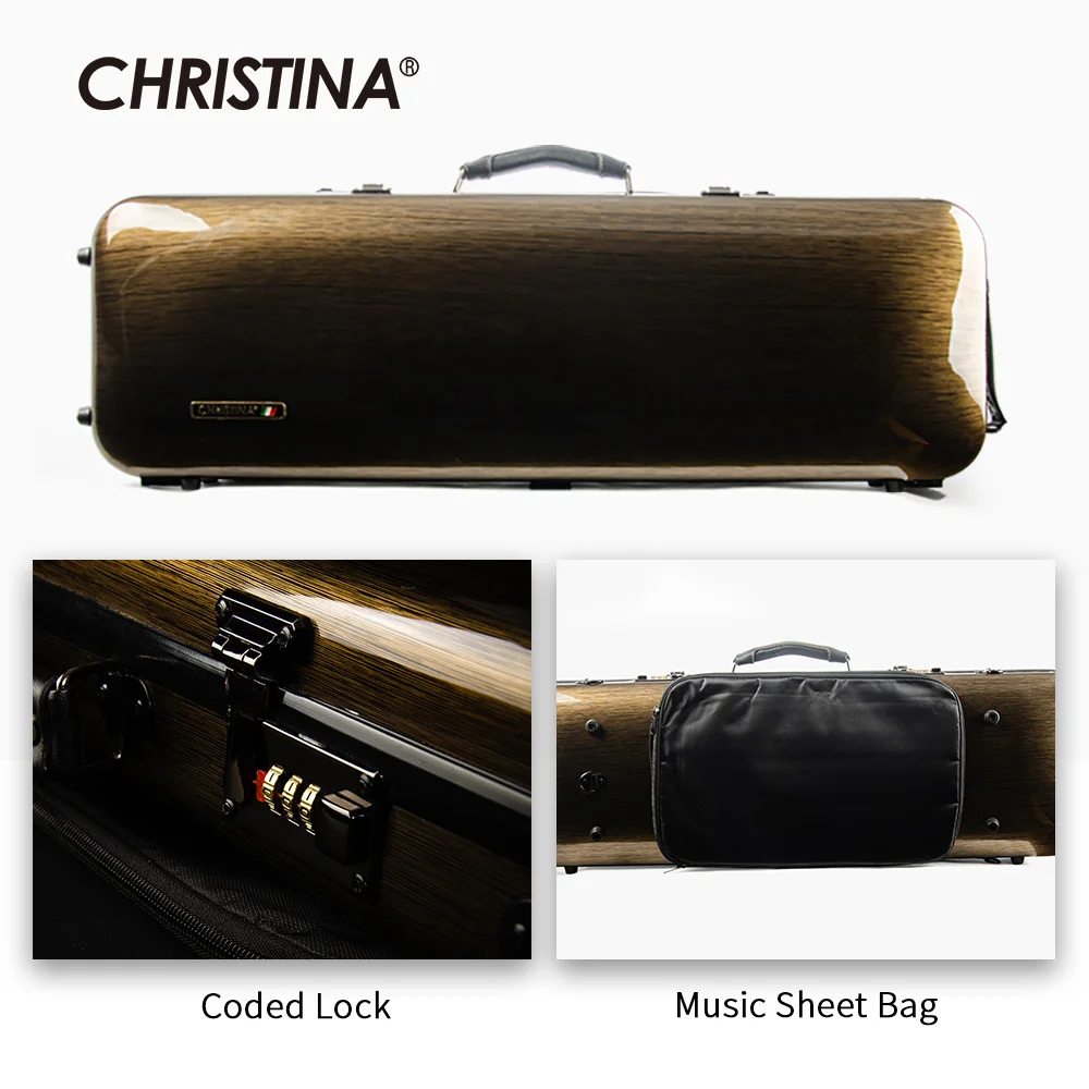 

Чехол для скрипки из углеродного волокна CHRISTINA, новая прямоугольная темно-золотистая Водонепроницаемая легкая сумка для скрипки BV01BG с кодовым замком