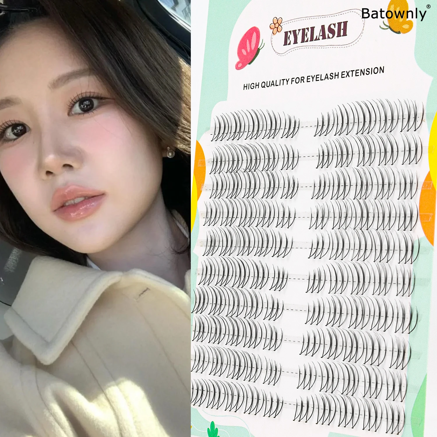 Lash Clusters 100pcs Hand-Leather U-shaped Female Group False Eyelashes 6-11mm Soft and Comfortable Cartoon Eye Fairy False Eyel