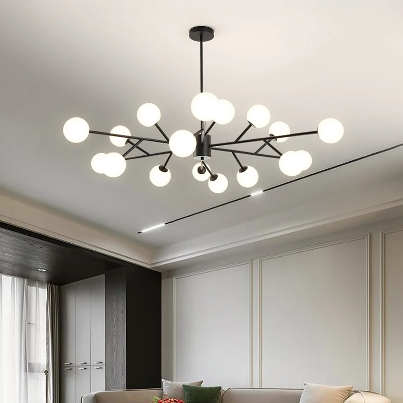 

Nordic living room chandelier modern minimalist glass lampshade creative dining room lamp molecule ball chandelier bedroom lamps