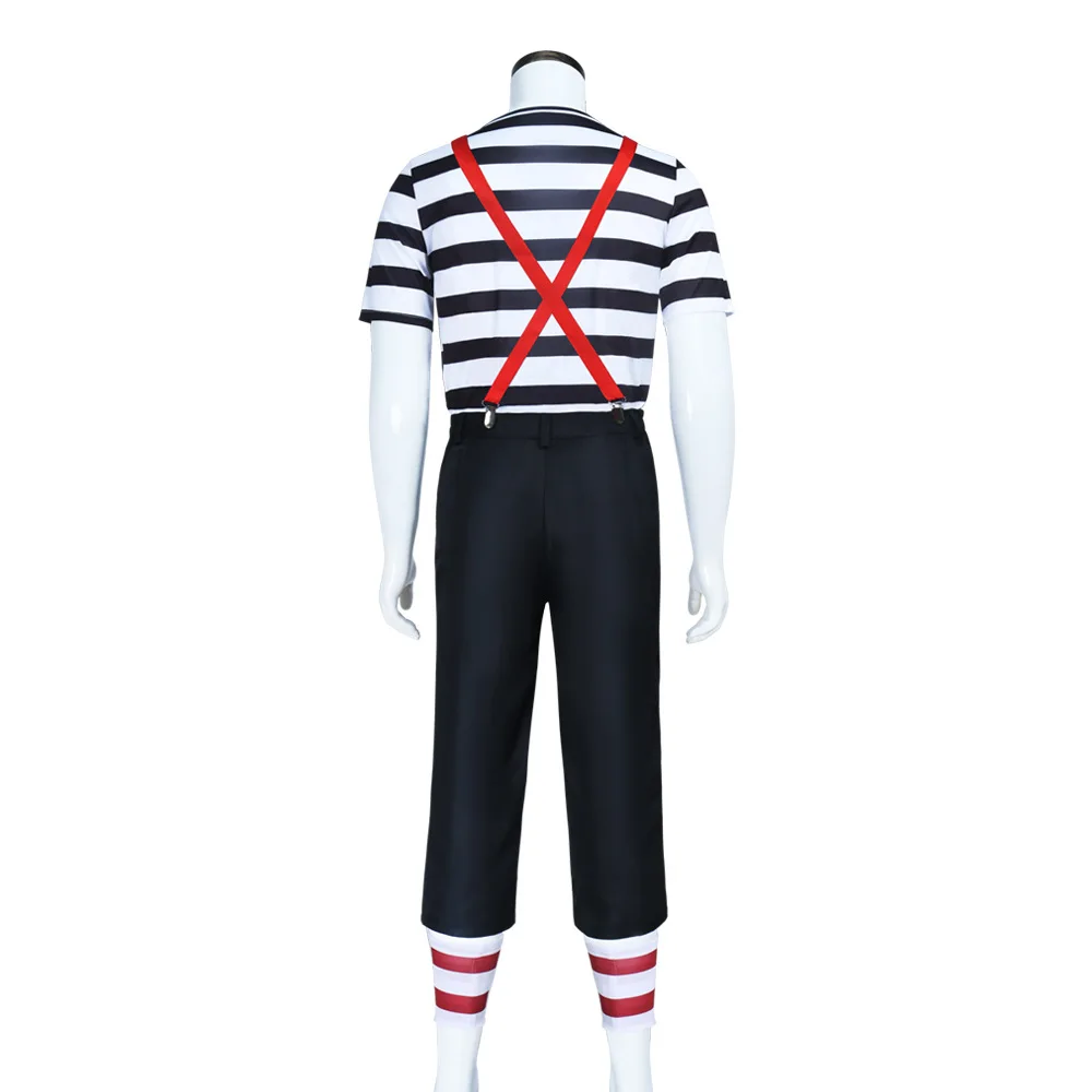 Generic Black and White Striped Mime Costume with Mirror Prop for Men (Unofficial)