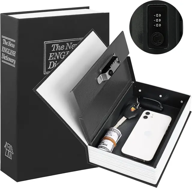 Diversion Book Safe Storage Box Dictionary Secret Safe Can with Security Combination Lock Hidden Hidden Metal Lock Box Two Size 1