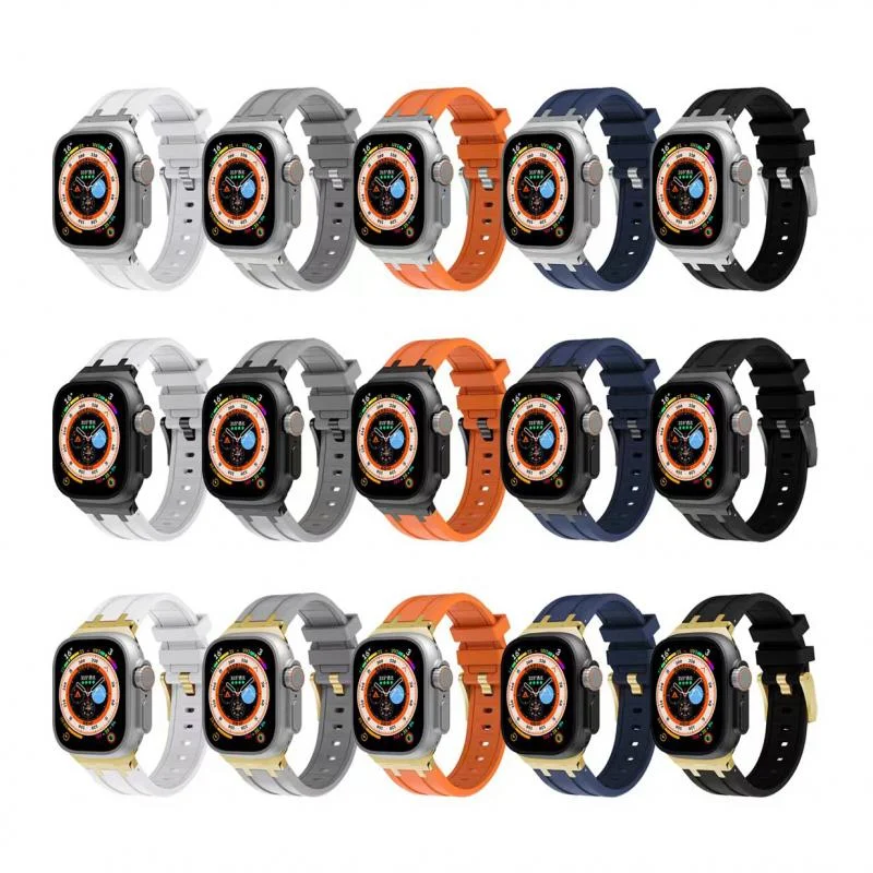 Liquid Fluororubber Strap For Apple Watch Ultra 49mm 9 8 7 45mm Modification Kit Wristband iWatch Series 6 5 4 SE 44mm 42mm Band