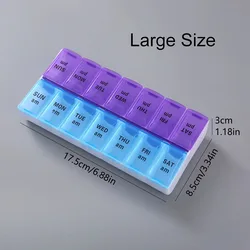 Compact Weekly 14 - Compartment Pill Organizer for Travel - Portable Medicine and Vitamin Storage Case (Large Size)