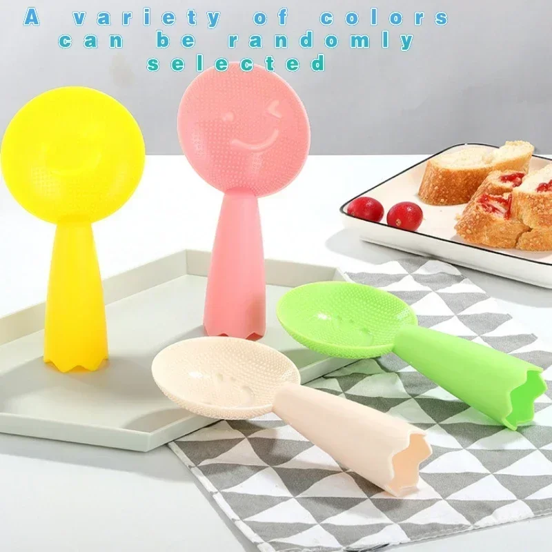 Non-Stick Plastic Rice Spoon Cute Smiley Face Rice Spatula Scoop Cooker Long Cooking Rice Scoop Kitchen Utensil Tableware Tools