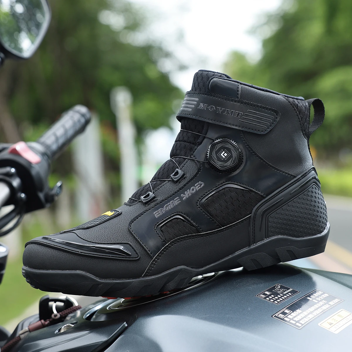 Men Motorcycle Boots Leather Motos Breathable Anti Slip Wear-resistant Riders Boots Motorbike Racing Ankle Length Shoes