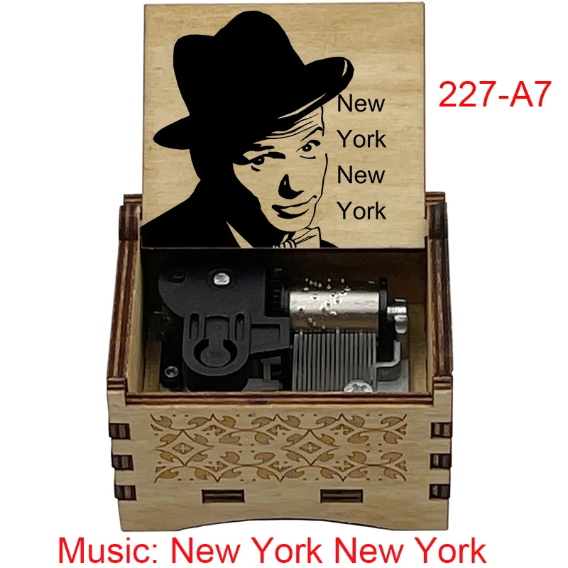 New York New York Wind Up Music Box Wooden Musical Gift 18 Note Mechanical Gift for Friends Family Festival Present